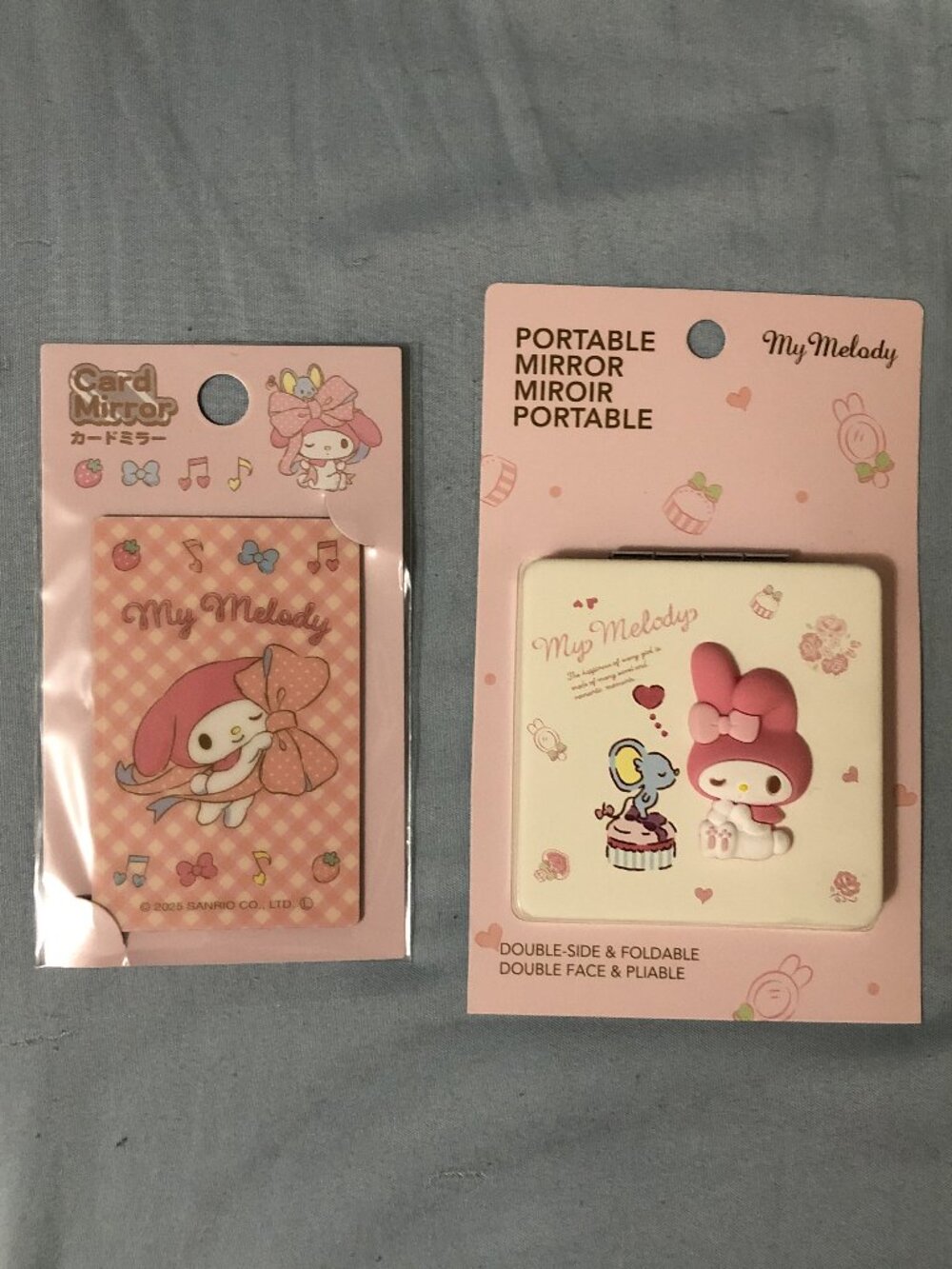 Sanrio My Melody Foldable Compact Vanity Mirror & Wallet Card Mirror Set